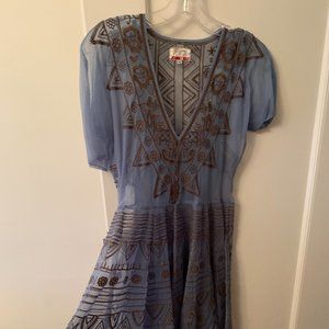Johnny Was Bohemian Blue Mesh Dress